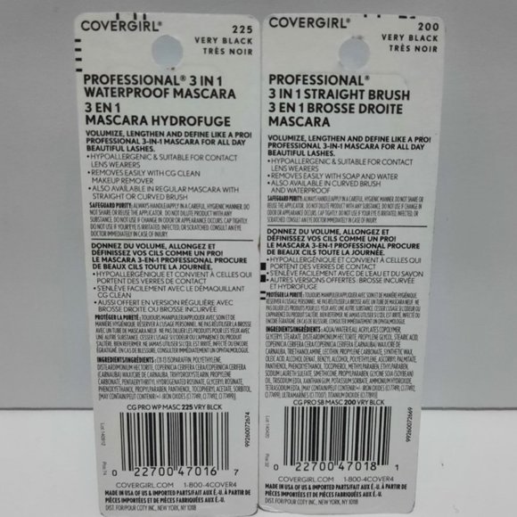 ⚫ $ 8.00 Set of 2 COVERGIRL PROFESSIONAL MASCARA VERY BLACK  # 200 & #225 - Picture 3 of 5